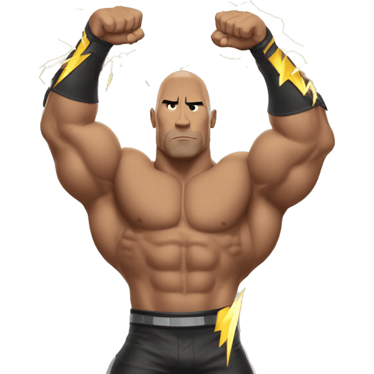 the rock double biceps holding lightning bolts emoji