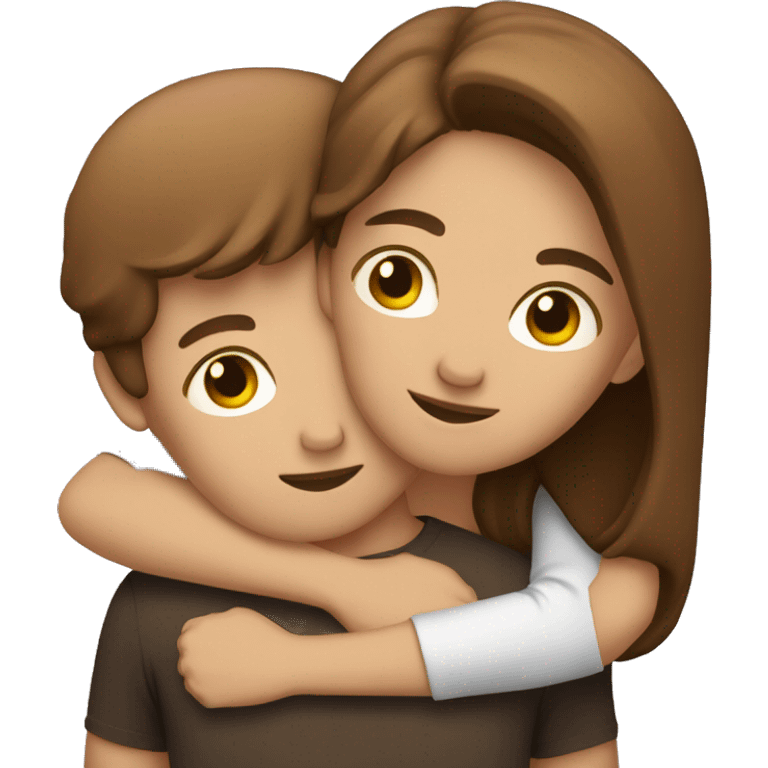 Hugging couple with brown hair  emoji