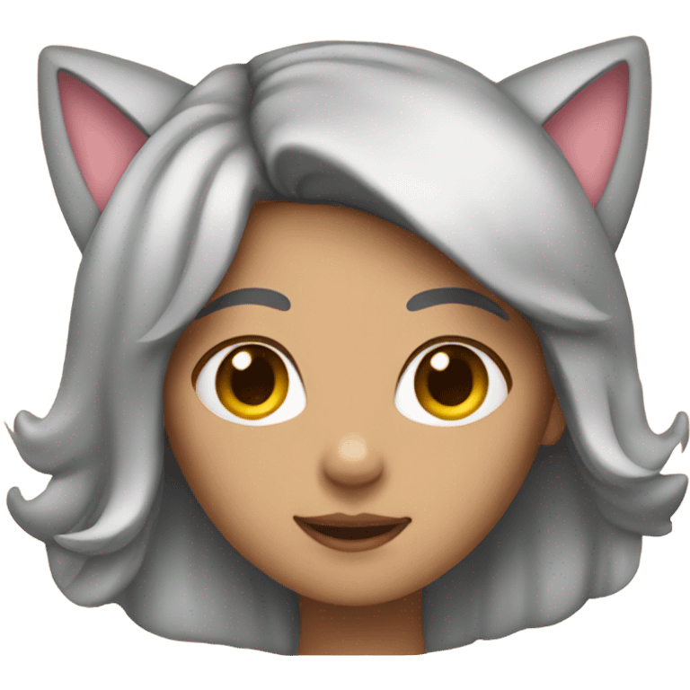 Girl wearing cat ears emoji