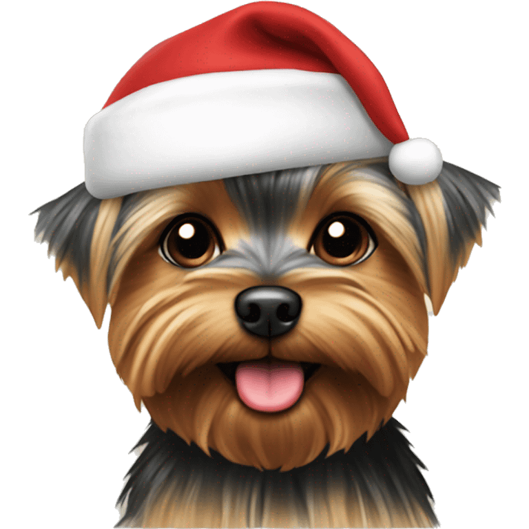 Yorkie with Santa hat emoji