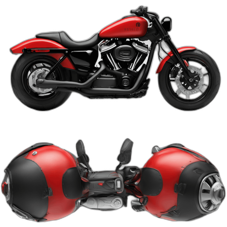 Skin biker on red harley  with hight hendlebar emoji