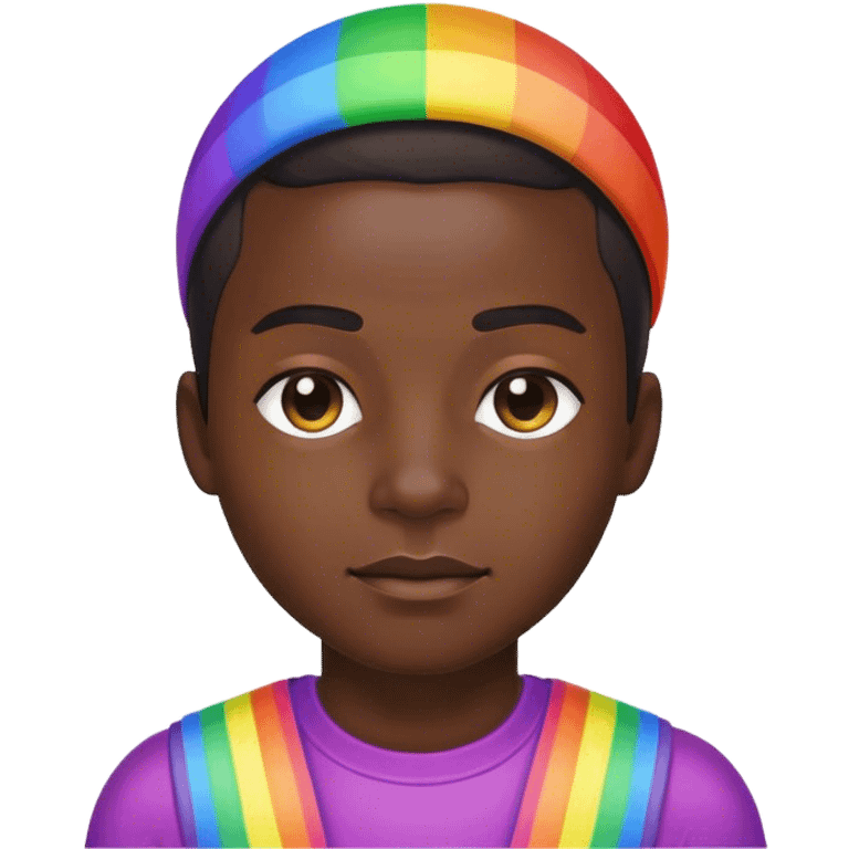 black person wearing rainbow clothes emoji