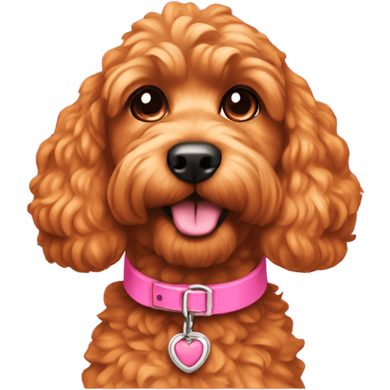 Orange cockapoo with pink collar  emoji