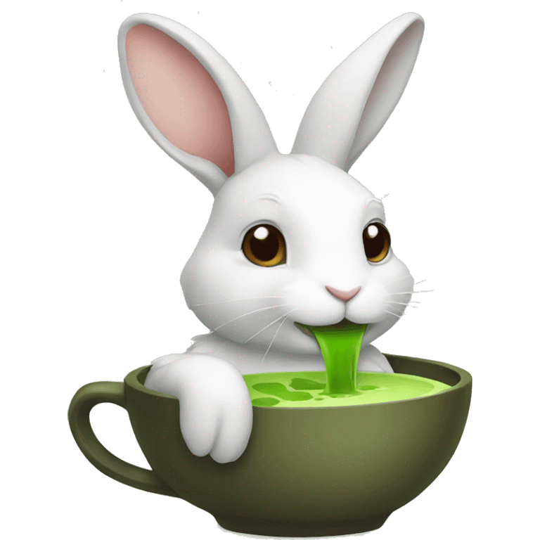 Rabbit drinking matcha emoji