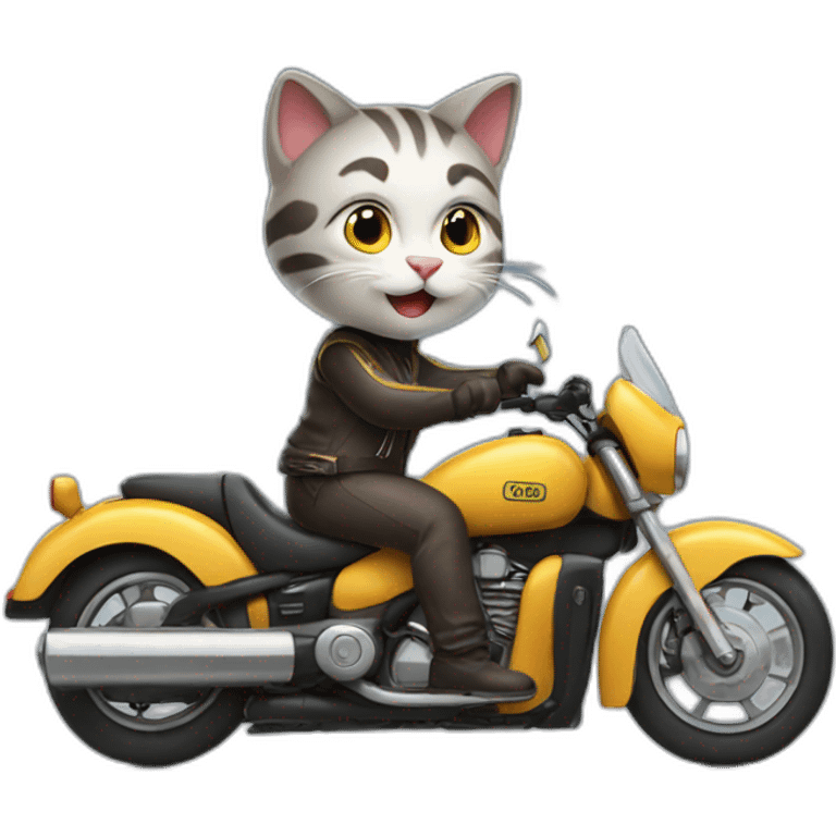 Cat riding a motor bike emoji