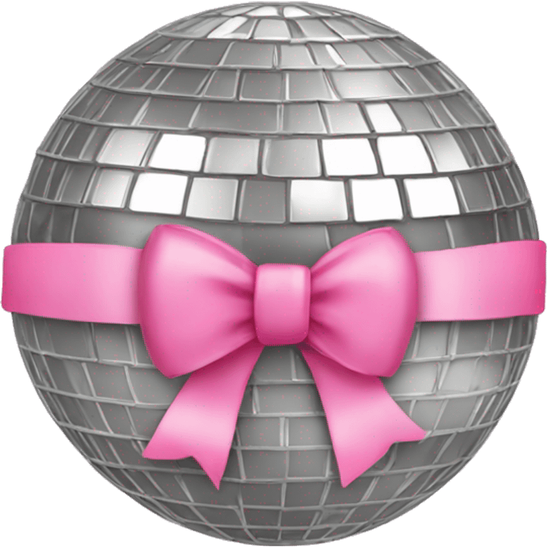 silver disco ball with pink bow on it emoji