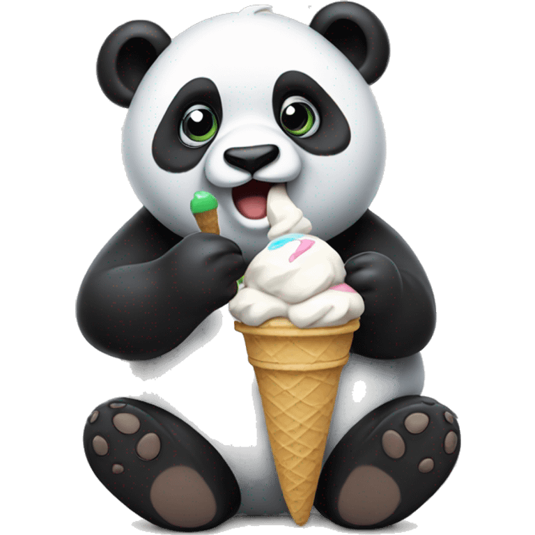 Panda eating ice cream emoji