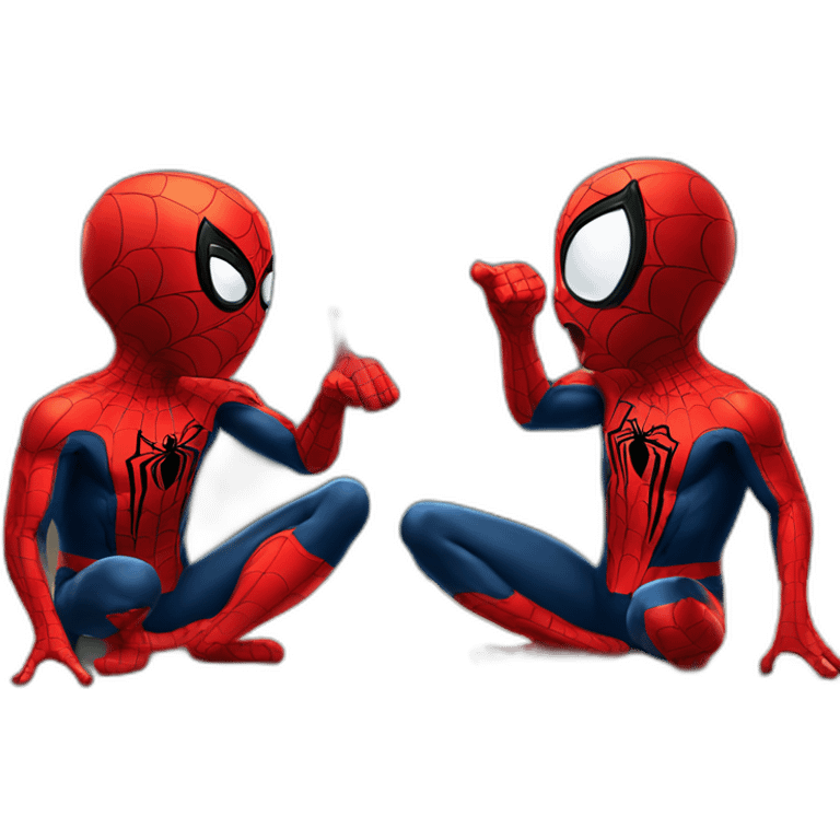 two spidermen pointing at each other emoji