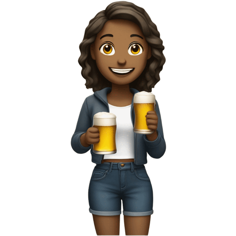 The girl with the beer emoji