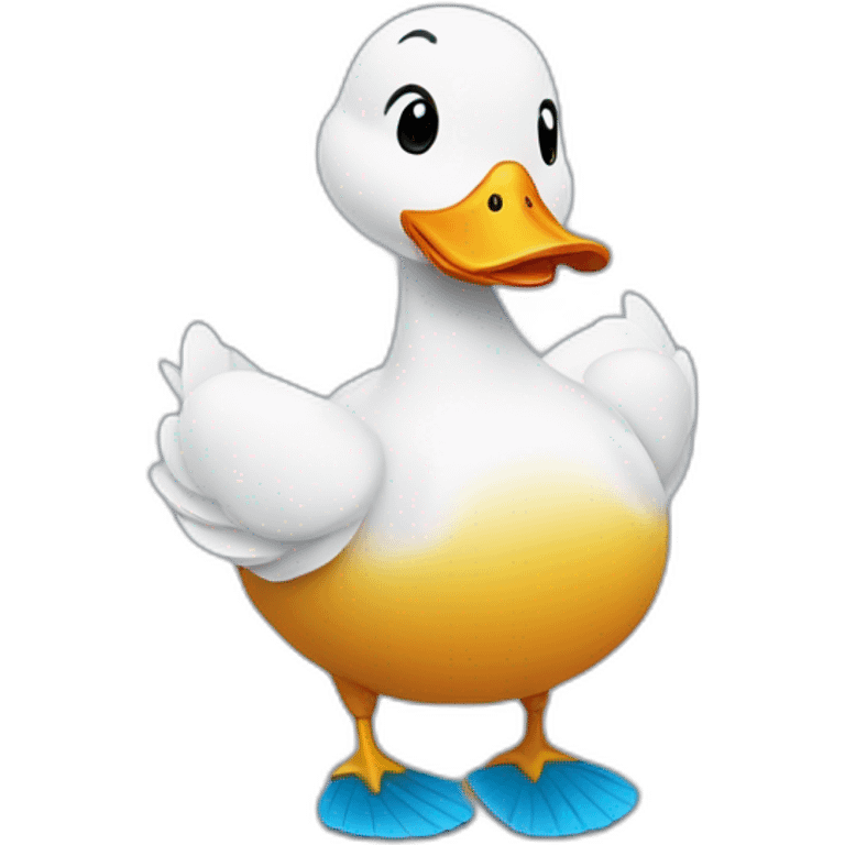 Picture a duck with a waddling motion and a speech bubble saying "quack." emoji