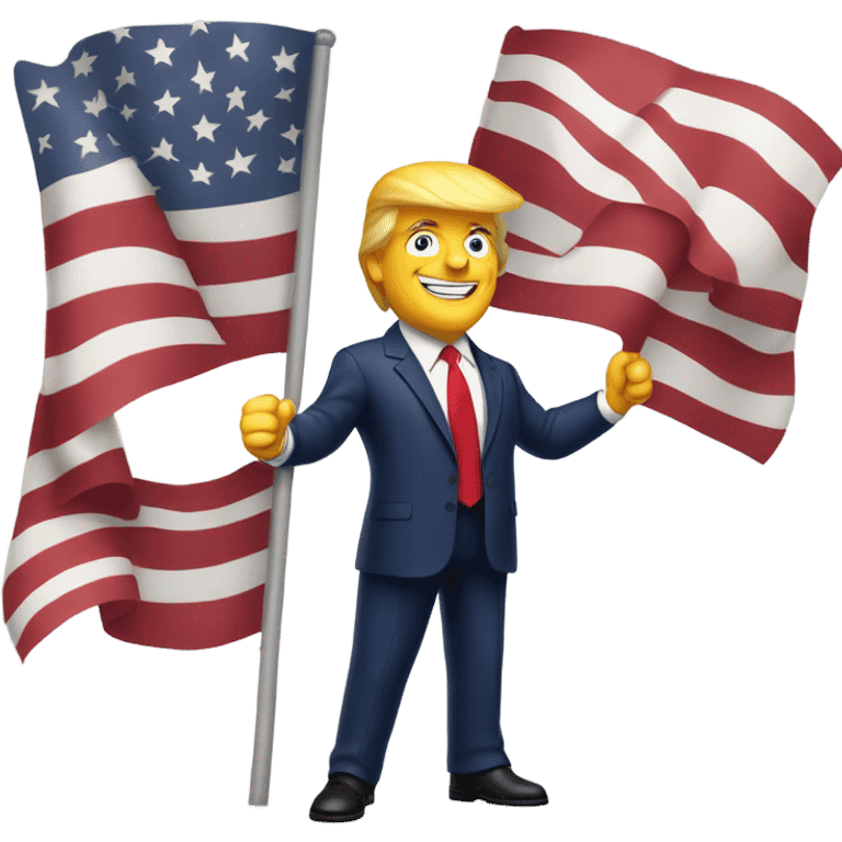 Donald trump holding American flag emoji