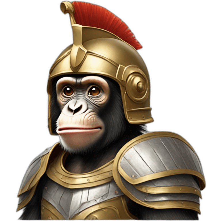 Chimpanzee wearing ancient greek armour and helmet emoji