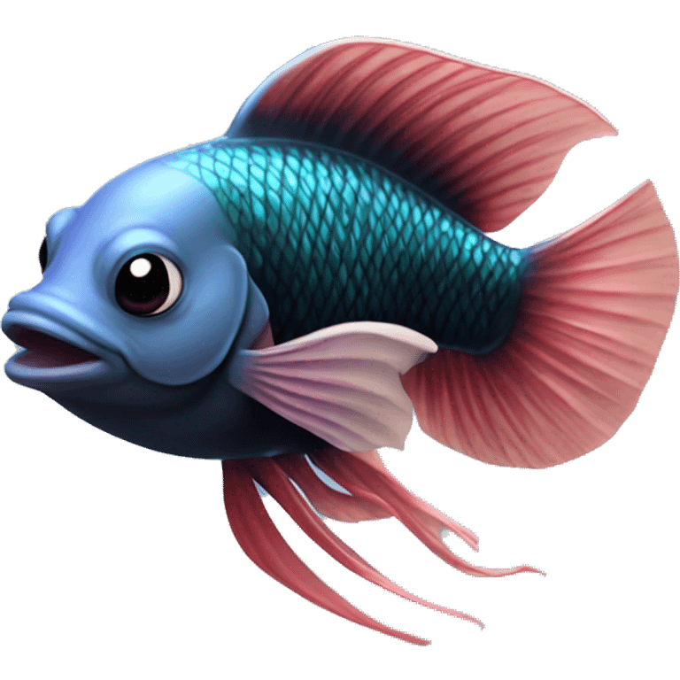 dumbo beta fish black  emoji