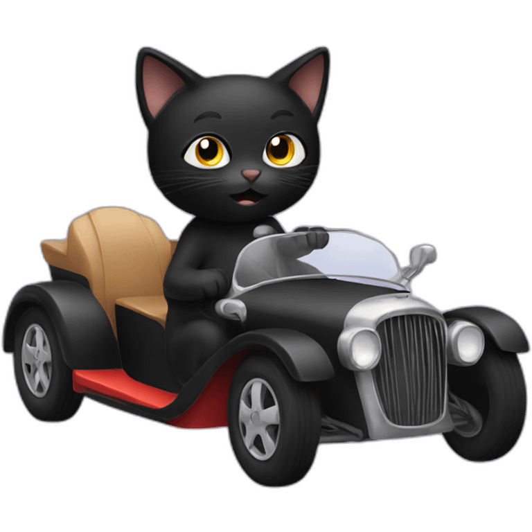 black cat driving emoji