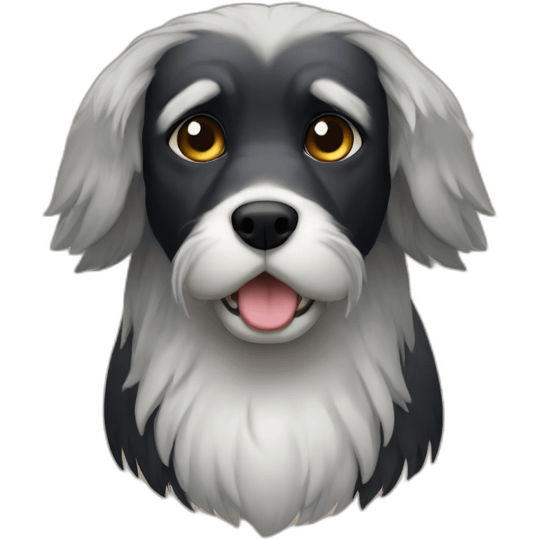 black griffon dog with really not much white hairs under mouth and on eyebrows emoji