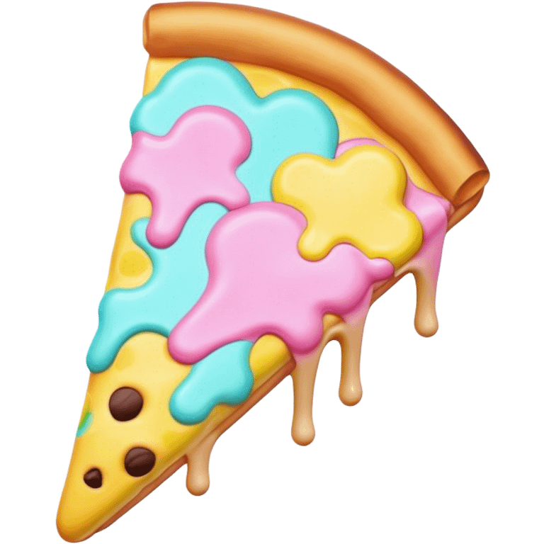 Melted neon kawaii pastel ice cream pizza slice emoji