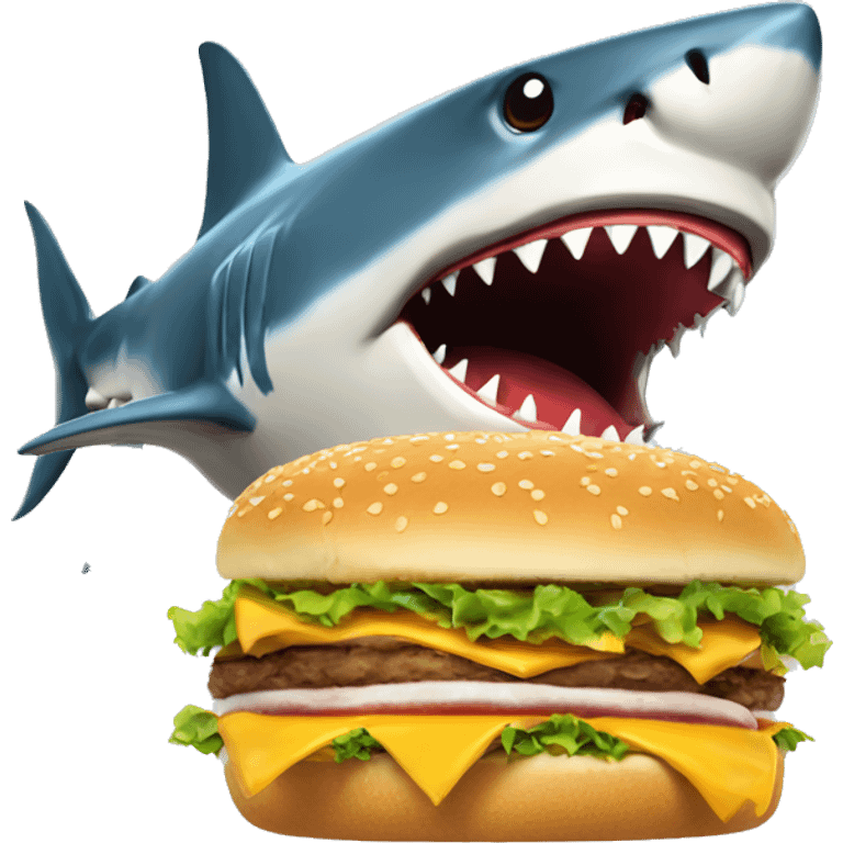 Shark eating a cheeseburge emoji