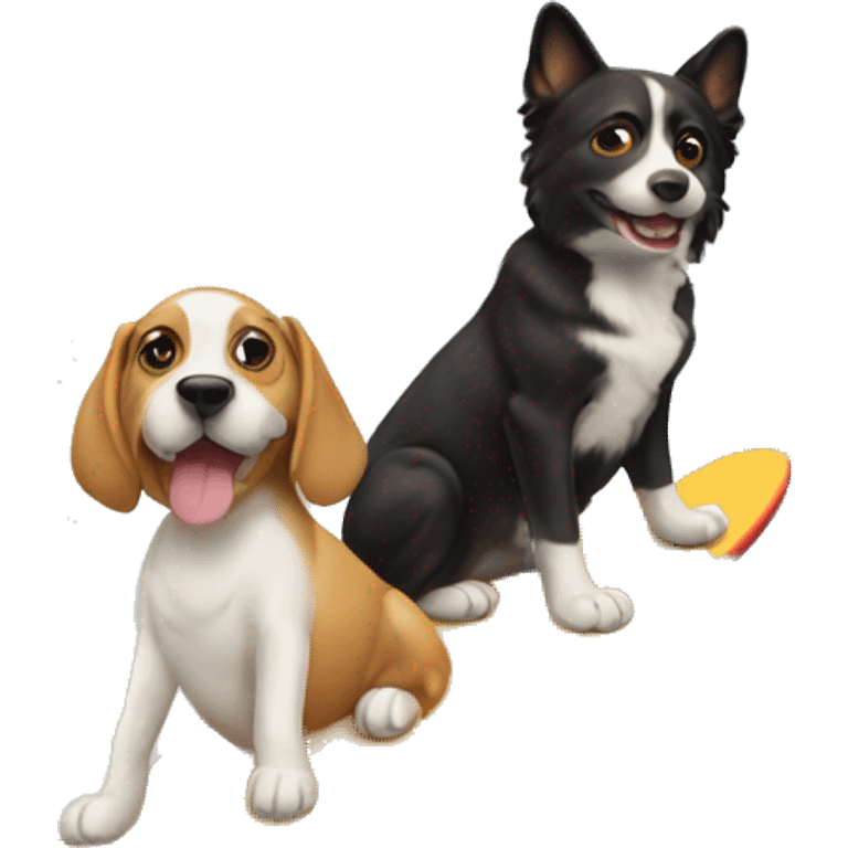 dog together with cat surfing on a board right on a building   emoji