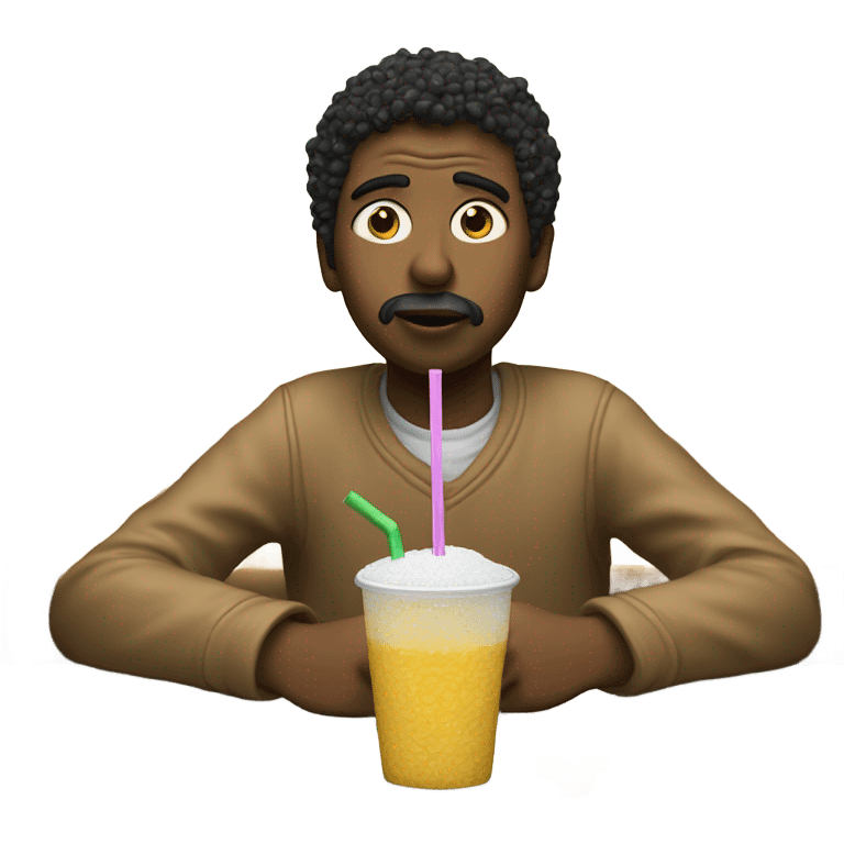 Dazed person holds a straw, and sugar spread out on table in front emoji