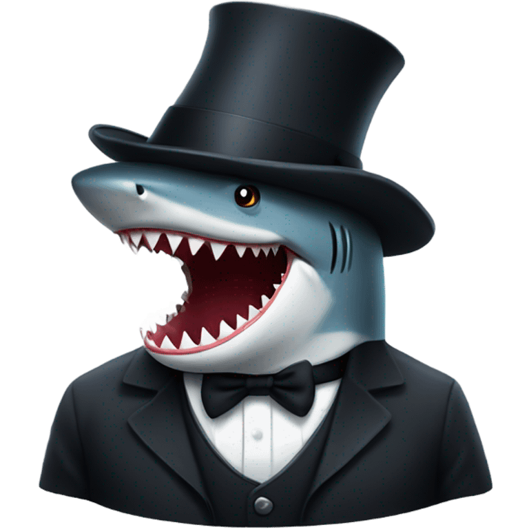 Shark with a top hat emoji