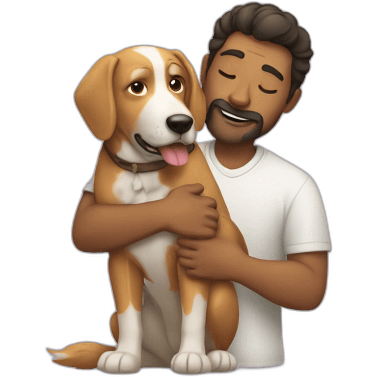 man soeeping with a dog emoji