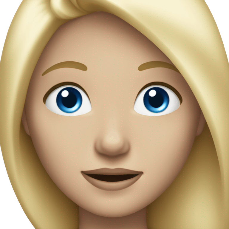 blonde girl with blue eyes waving emoji