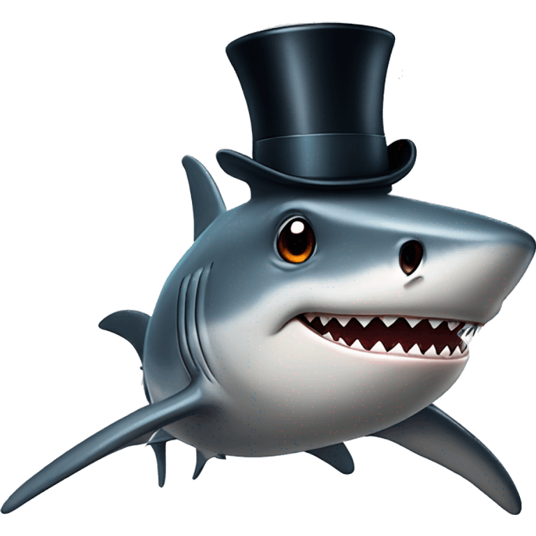 Shark with a top hat emoji