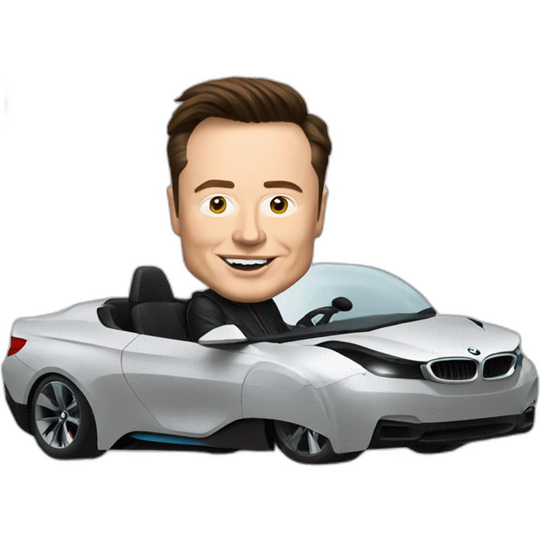 Elon musk driving BMW emoji