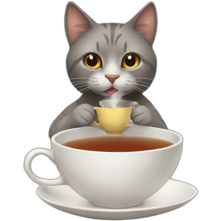 Cat drinking tea emoji