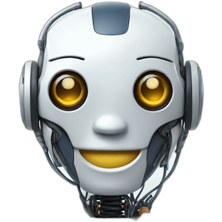 robot smiling with wires showing emoji