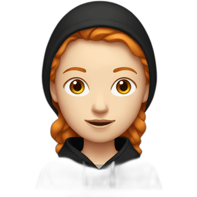 ginger woman with black hoodie up emoji