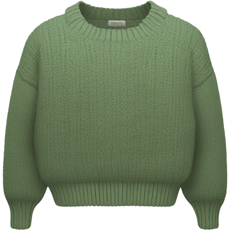 Sage green cropped oversize wool sweater, isolated emoji