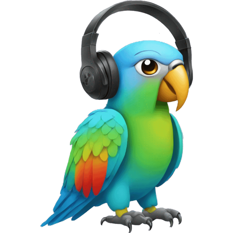 parrot with headphones emoji