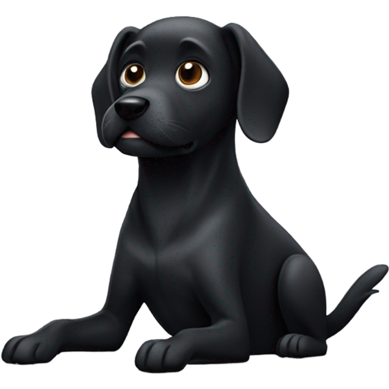 Black dog with hand salute emoji