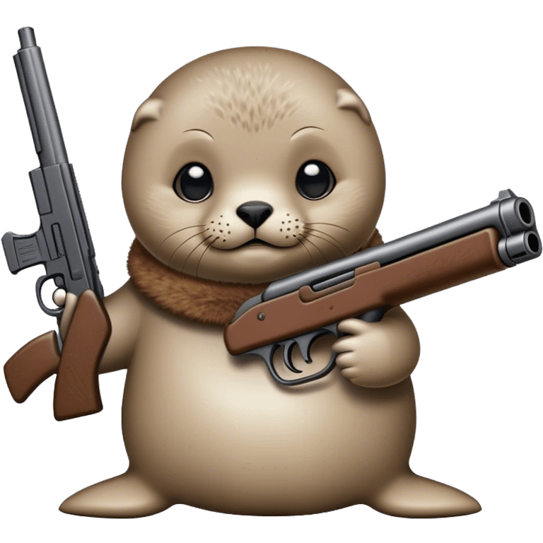 Baby seal holding a gun emoji