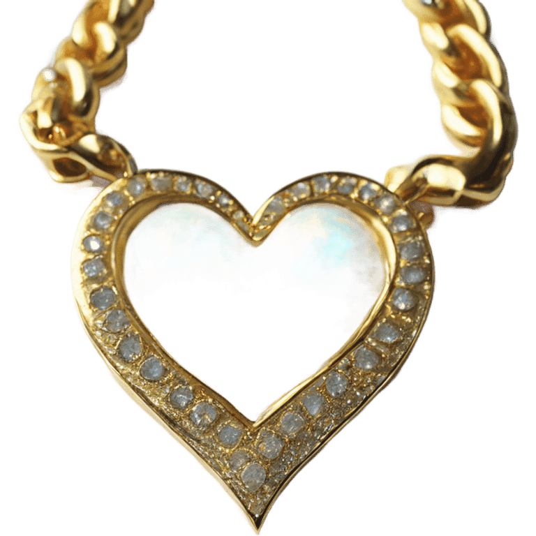 Gold heart chain collar with opal rhinestones emoji