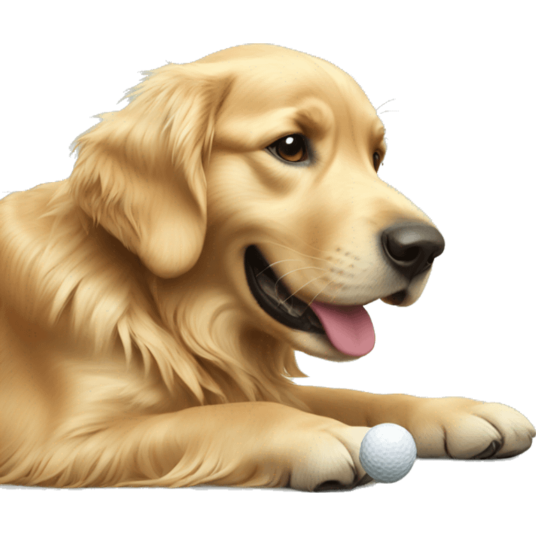 Golden retriever golfing emoji