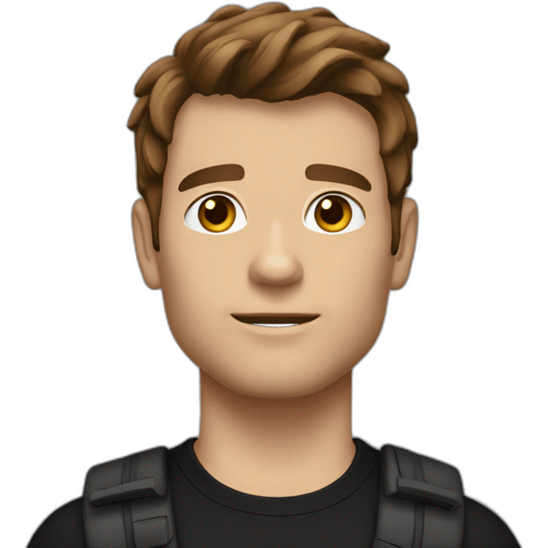 batrick bateman with black tshirt brown hair emoji