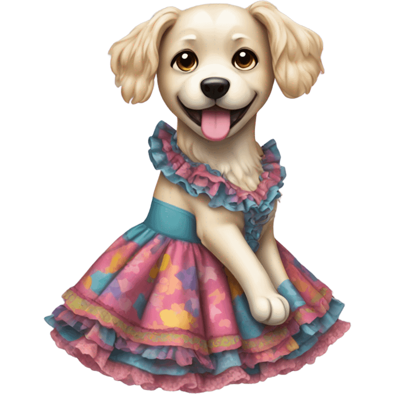 Dog wearing a dress emoji