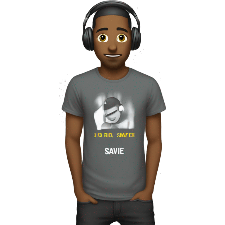 Dj wearing a t shirt that says ‘Savfe’ emoji