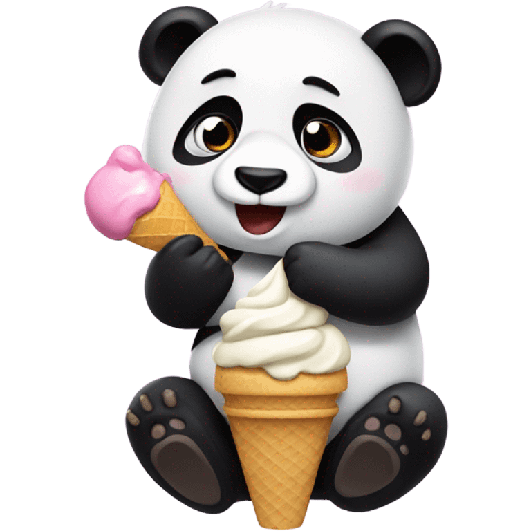 Panda eating ice cream emoji