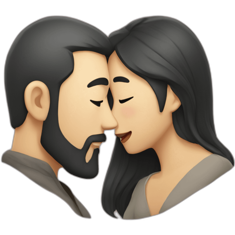 bearded-man-kiss-asian-woman emoji