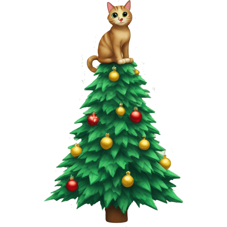 Cat climbing Christmas tree emoji