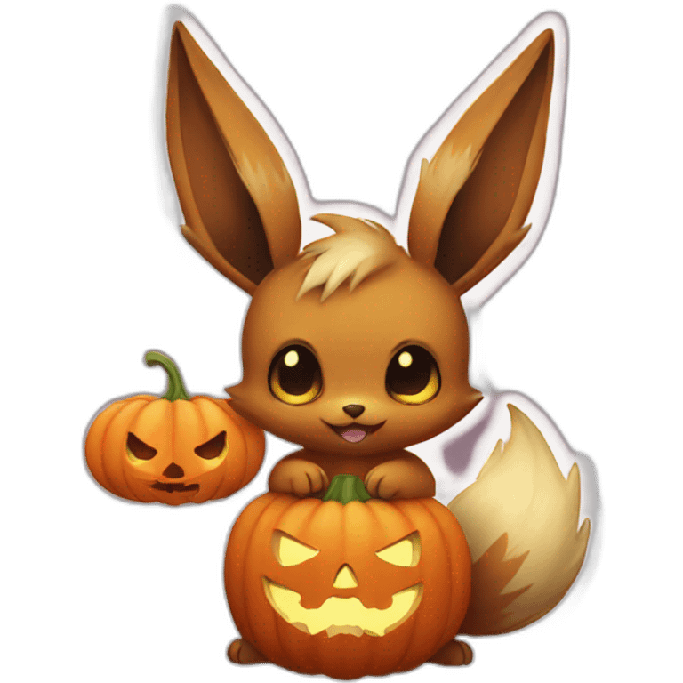 eevee holding halloween pumpkin emoji