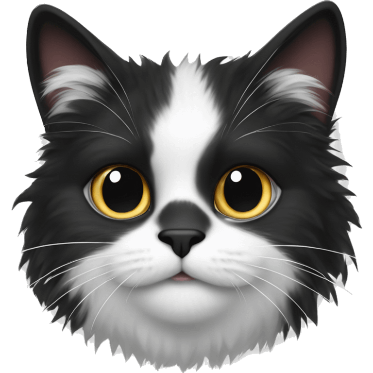 Black and white fluffy cat hearts￼ emoji