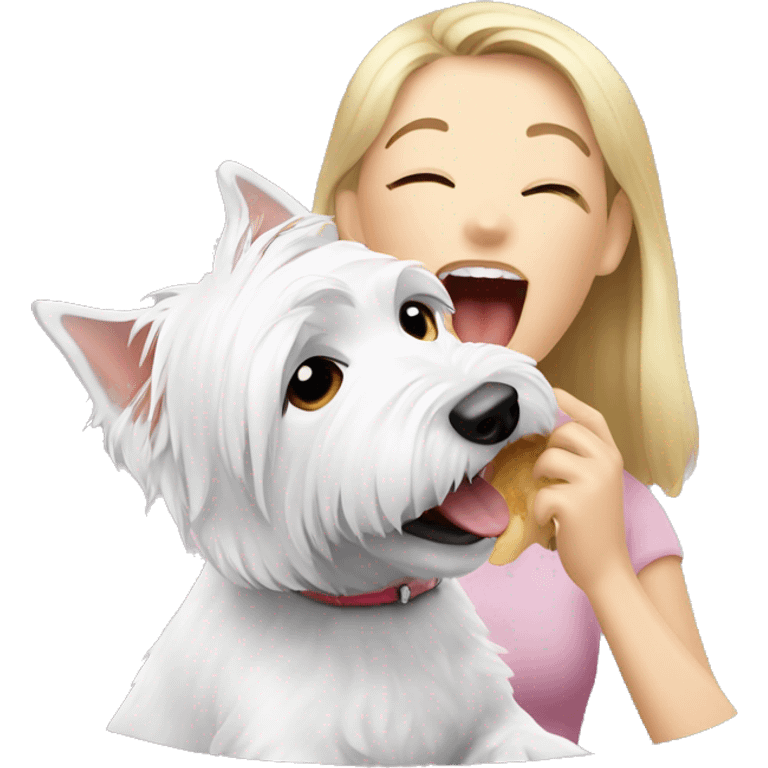 Westie dog licking owner emoji