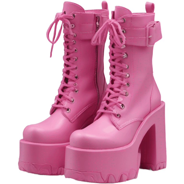 Platform UNIF boots pink emoji