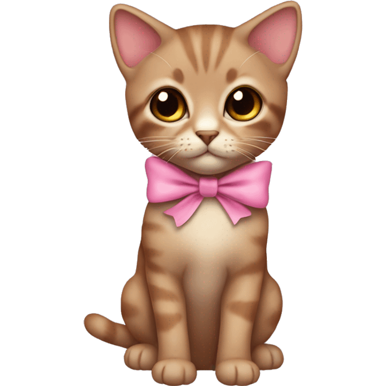 Small brown kitten with brown eyes, pink dress and bow  emoji