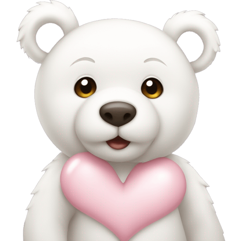 White teddy bear with light pink heart emoji