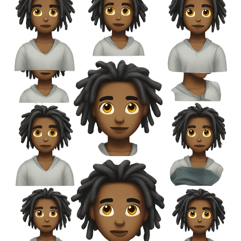 A young black teenager who  who surely is an angel baby with his dreds up on top of his head tied with a rubber band emoji